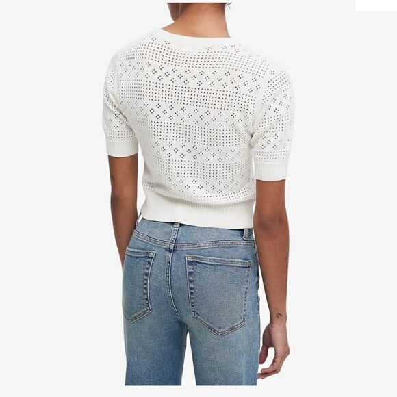 7 For All Mankind Pointelle Crewneck Top Large - Picture 2 of 11